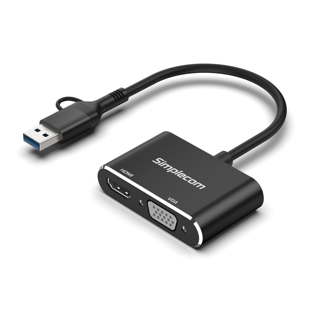 Simplecom DA326C USB 3.0 and USB-C to HDMI + VGA Video Card Adapter Full HD 1080p Simplecom DA326C USB 3.0 and USB-C to HDMI + VGA Video Card Adapter Full HD 1080p